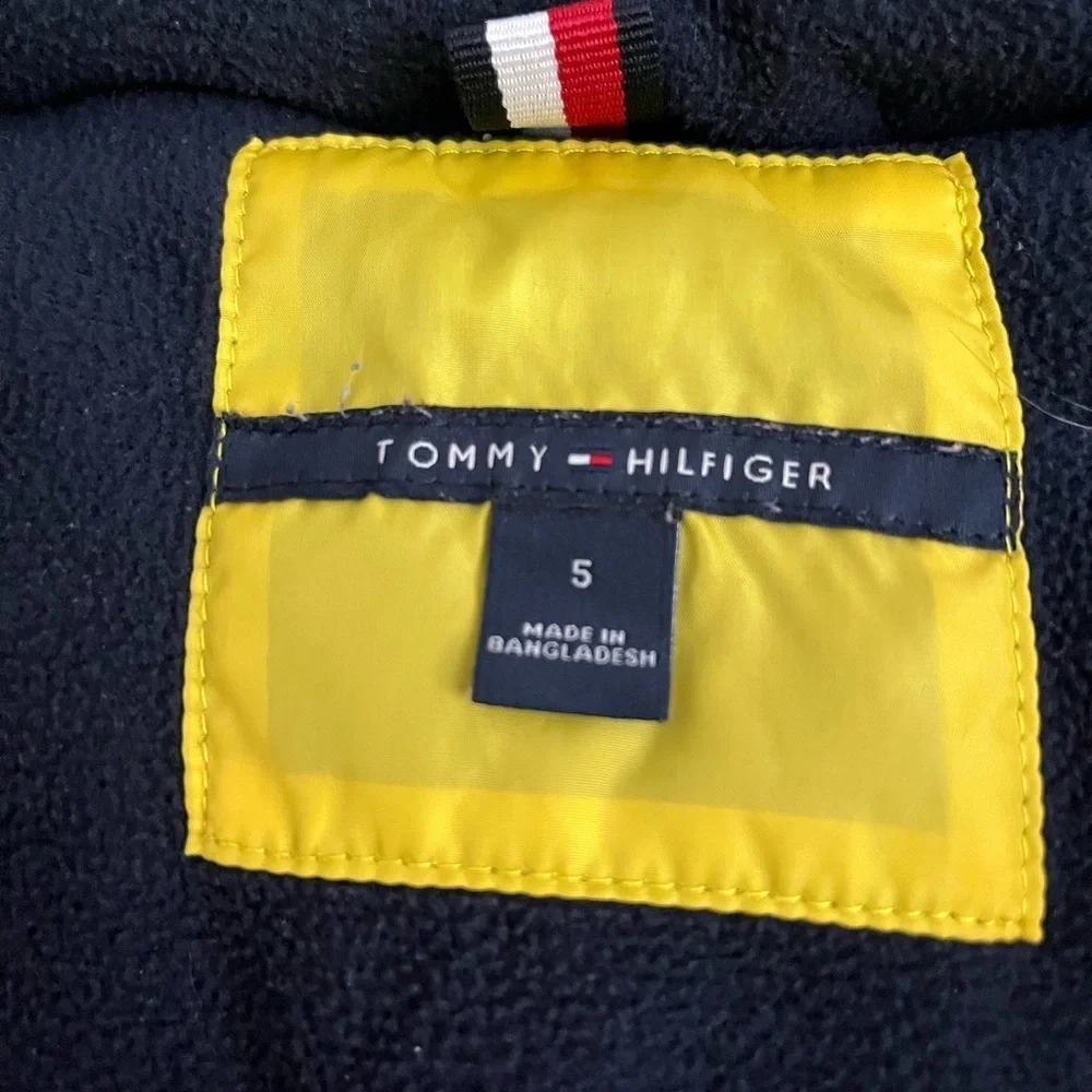 Tommy Hilfiger Kids Yellow Puffer Jacket with Navy blue  and White Panels